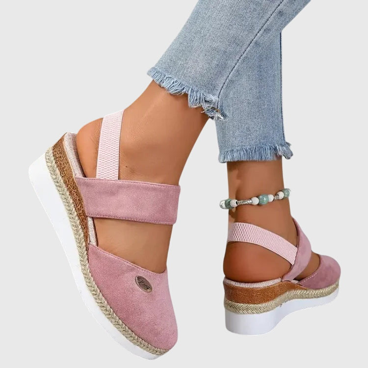 Closed Toe Ankle Strap Espadrille Wedge Sandals