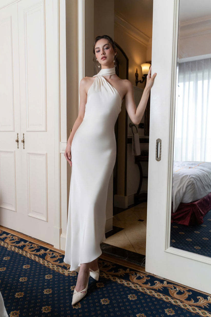 Satin Halter LowBack Party Dress