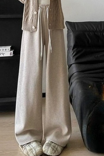High Waist Plush Draped Knit Pants
