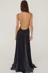 Backless Sheer Elegant Floor Length Lace Dress