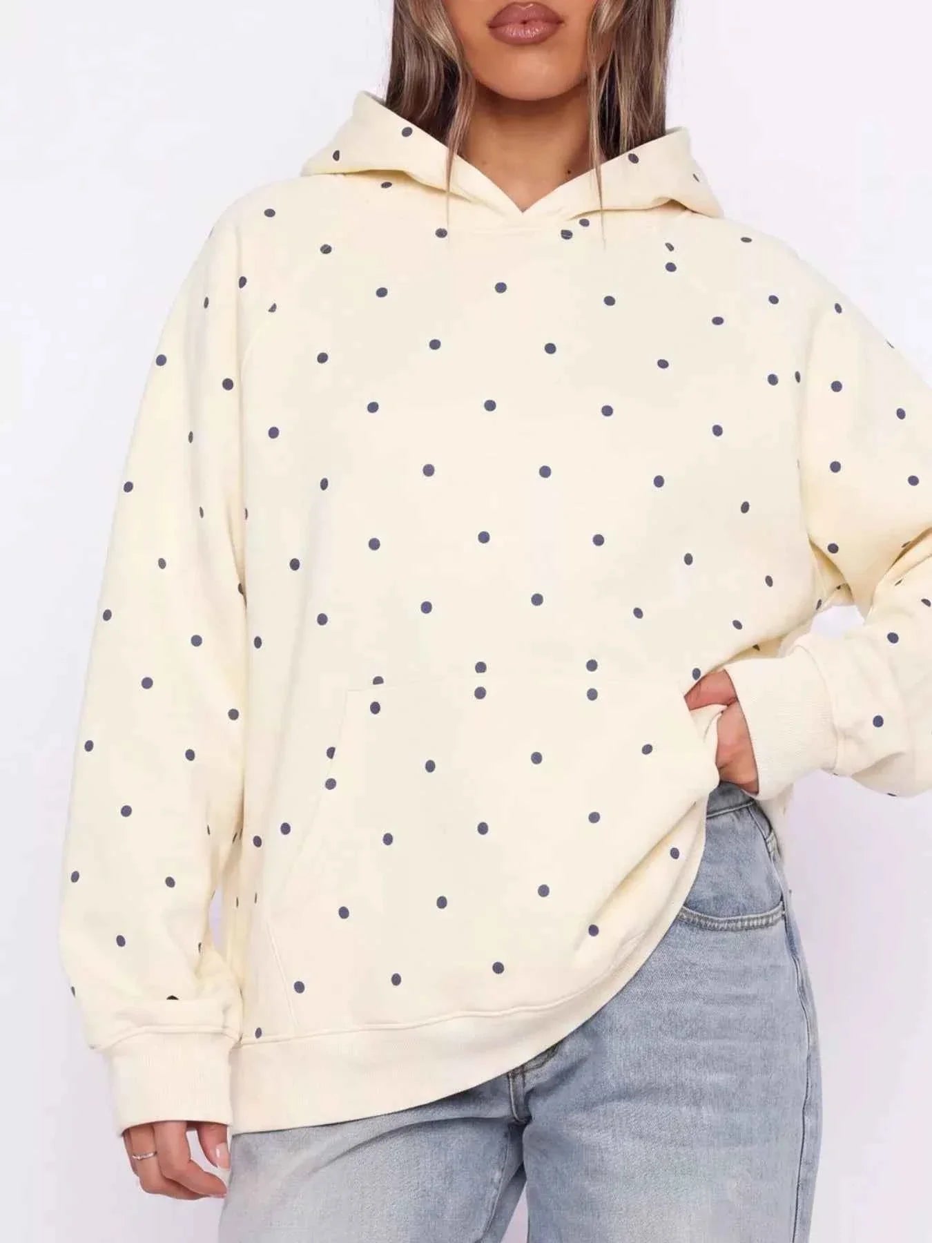 Polka Dot Raglan Sleeve Hoodie