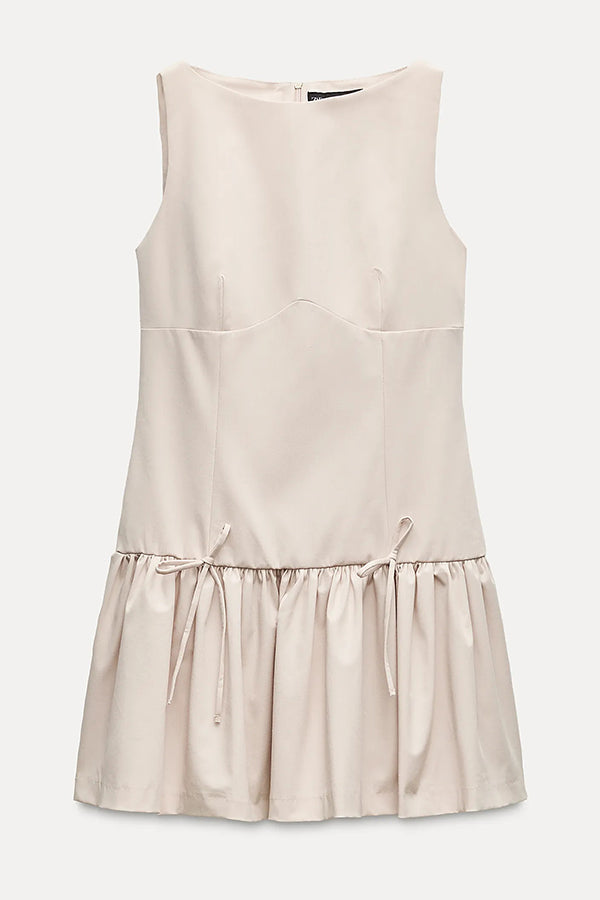 Solid Velvet Bow Embellished Sleeveless Mini Dress - View 22