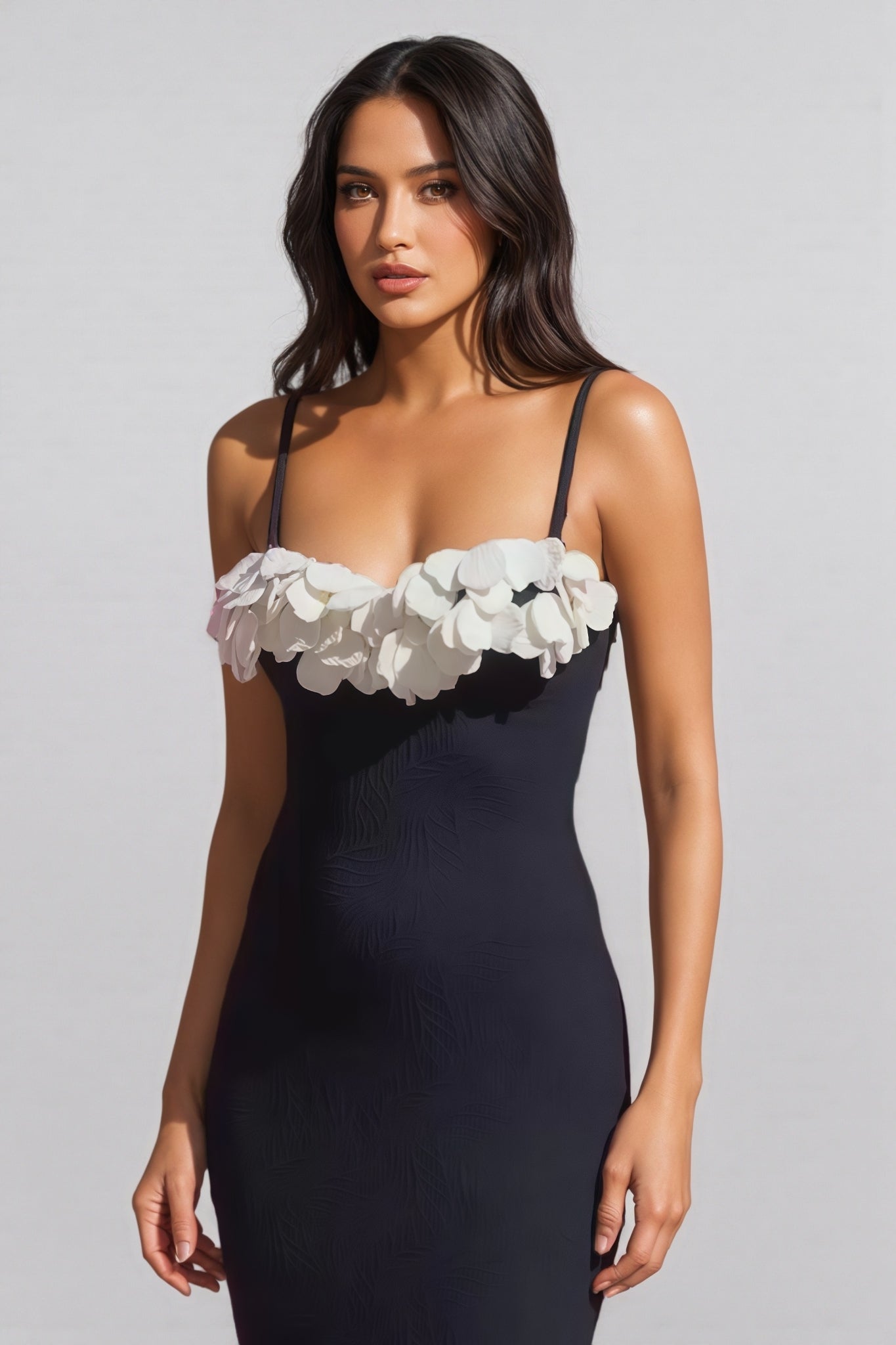 Zoratd Black Strapless Lace Bandage Midi Dress - View 3