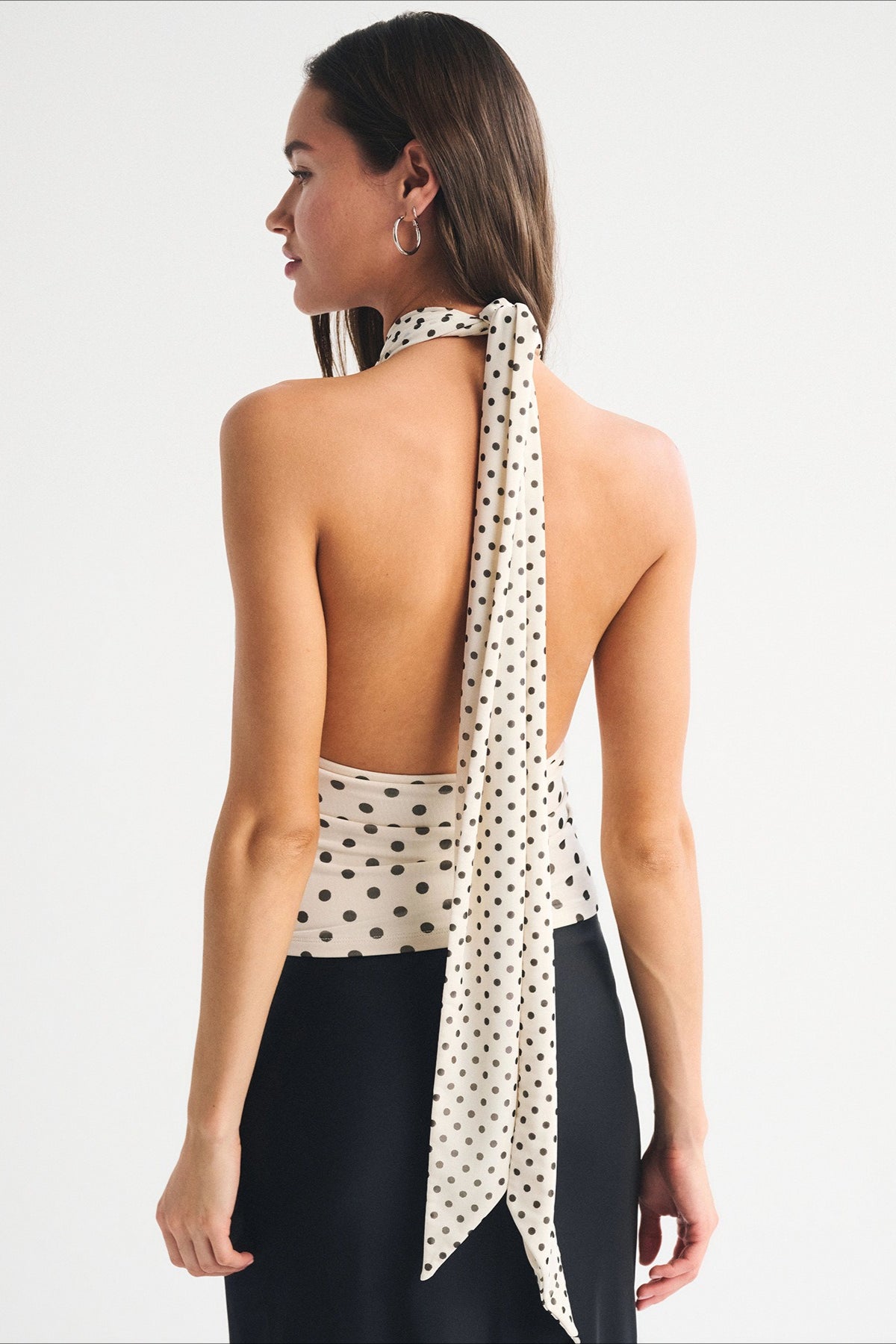 Vintage Washed Halter-Neck Sheer Mesh Crop Top