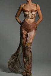 Leopard Lace Mesh Midi Dress 6