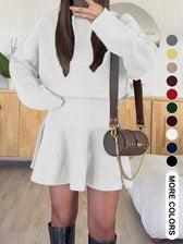 High Neck Long Sleeve Ribbed Knit Mini Dress 4