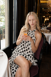 Elegant Polka Dot Halter Sleeveless Maxi Dress