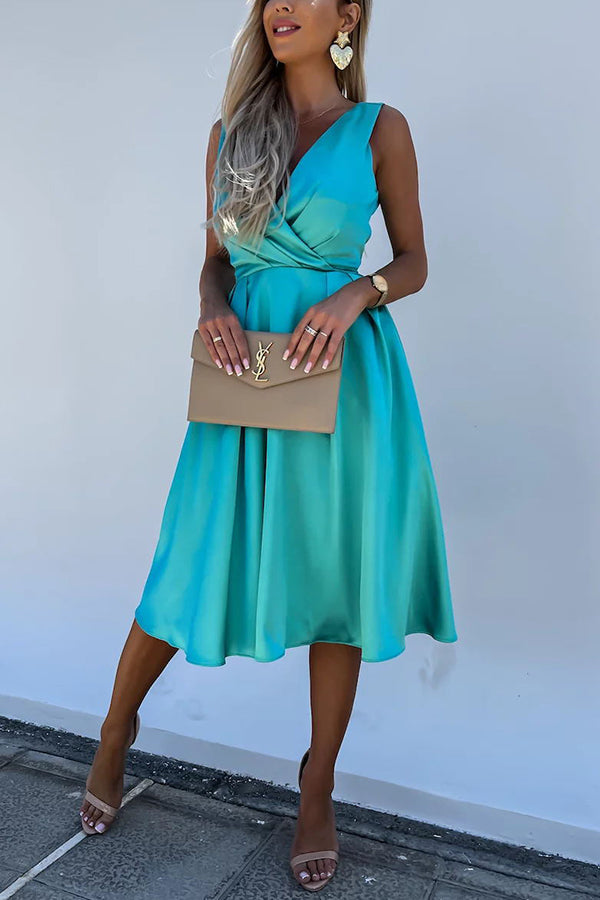 Hold You In My Memory Satin Midi Dress - View 6