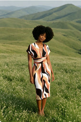 V Neck Sleeveless Wrap Dress Elegant Plaid Midi Dress