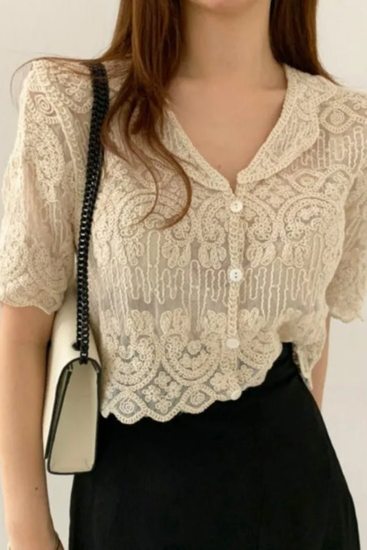 Lace Embroidery Sheer Cardigan