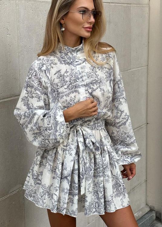 Vintage InspiRed Puff Sleeve A Line Mini Dress