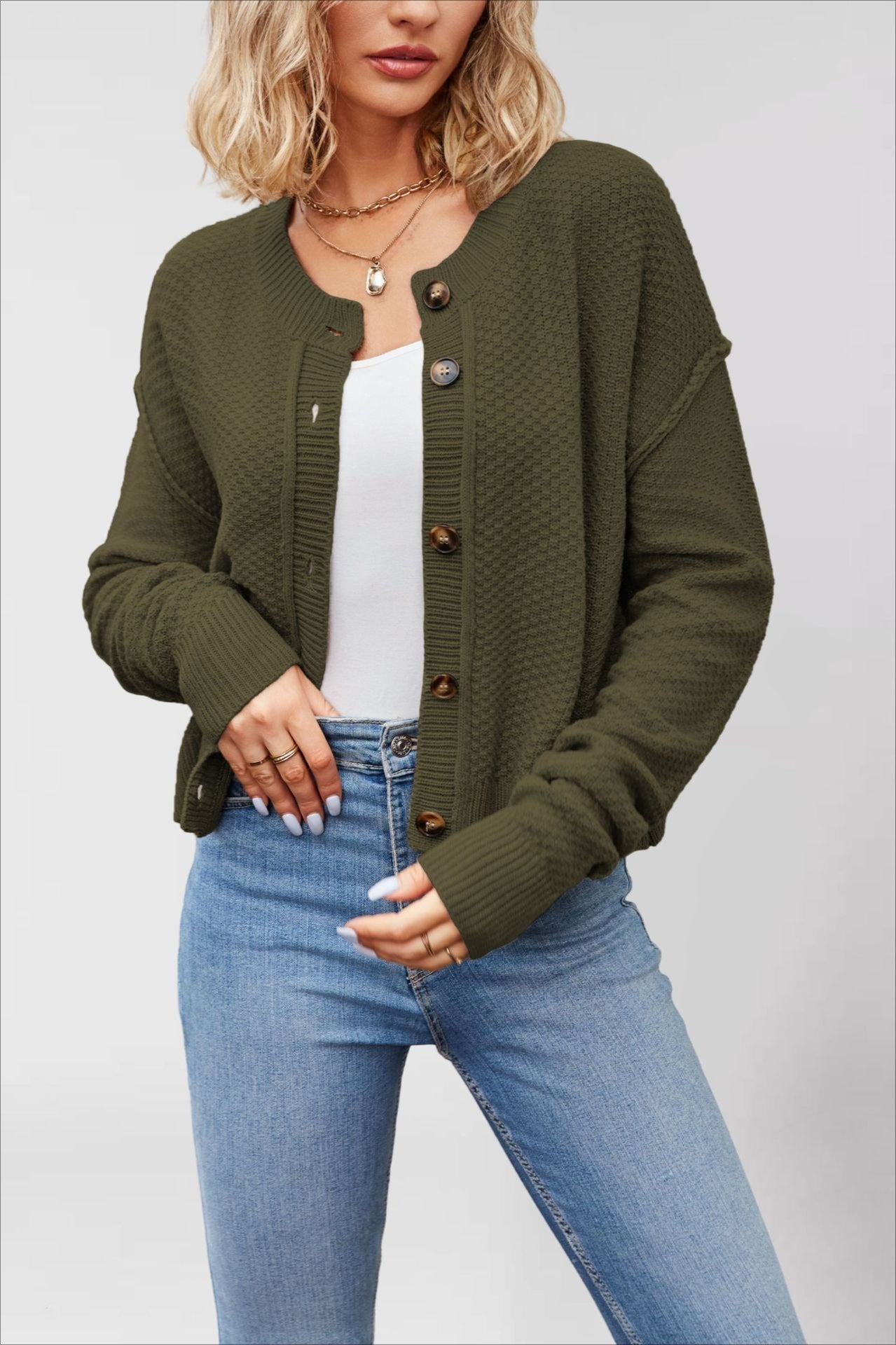 Single Breasted Knit Sweater