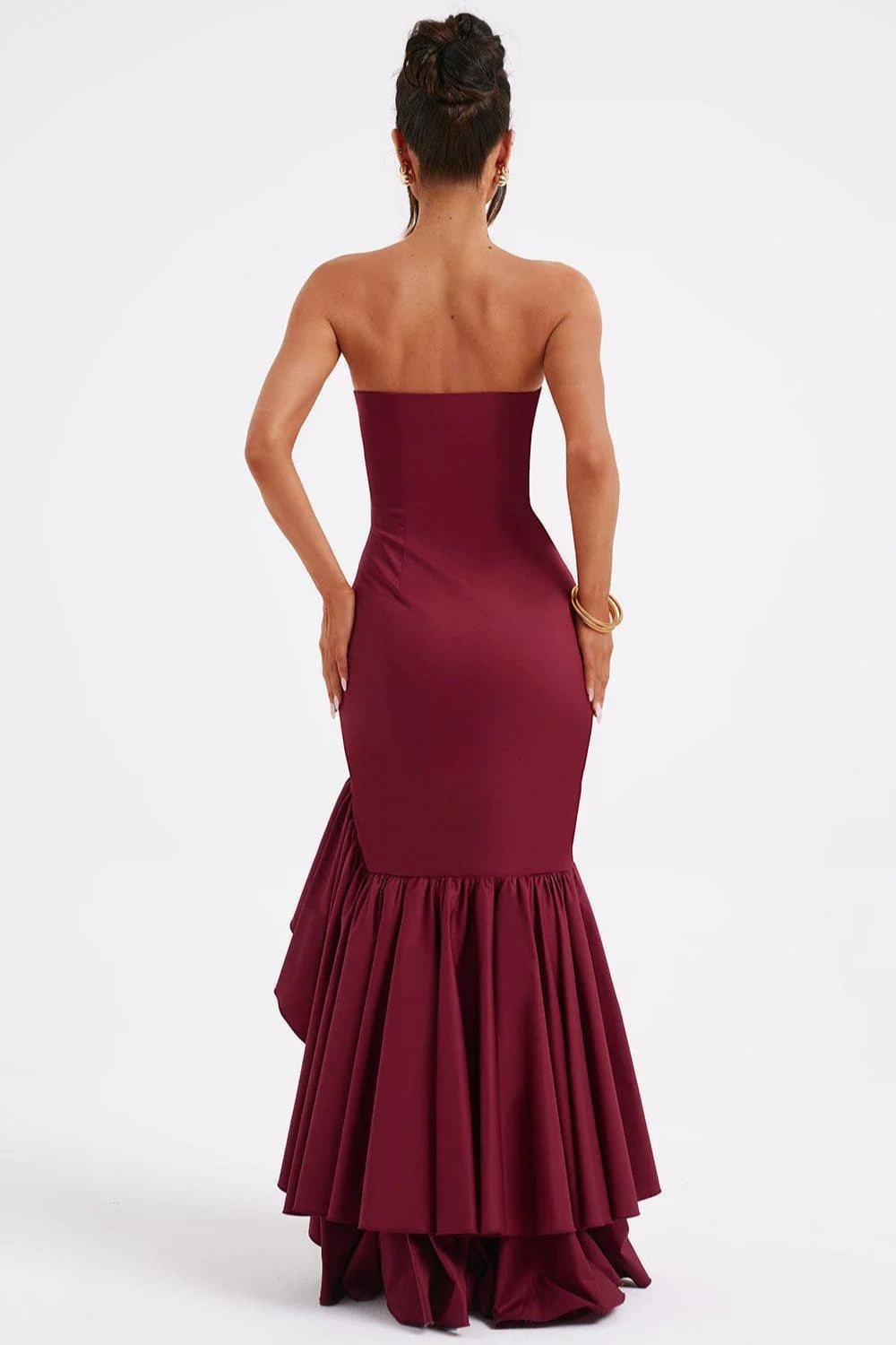 Chic Strapless Slit Backless Maxi Birthday Dress