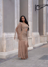 One Shoulder Fringe Cut Out Bodycon Maxi Dress 3