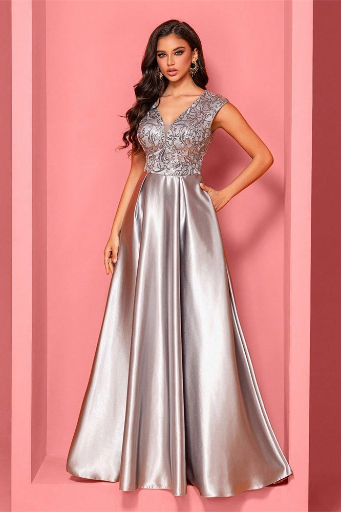 V Neck Sleeveless Mermaid Prom Dress