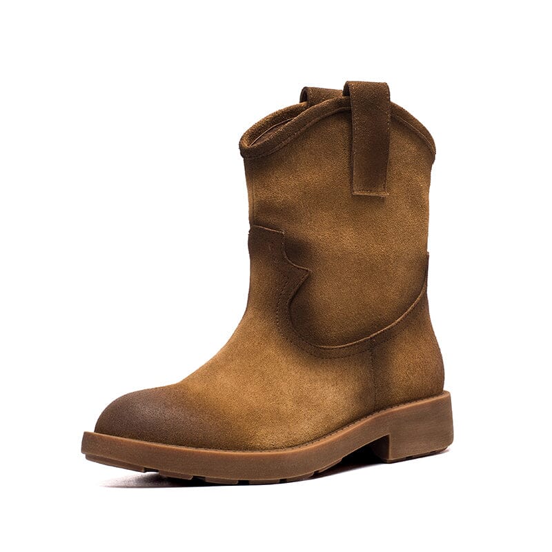 Matte��Leather Western Boots Handmade Cowboy Boots Gradient Colors in Brown/Apricot