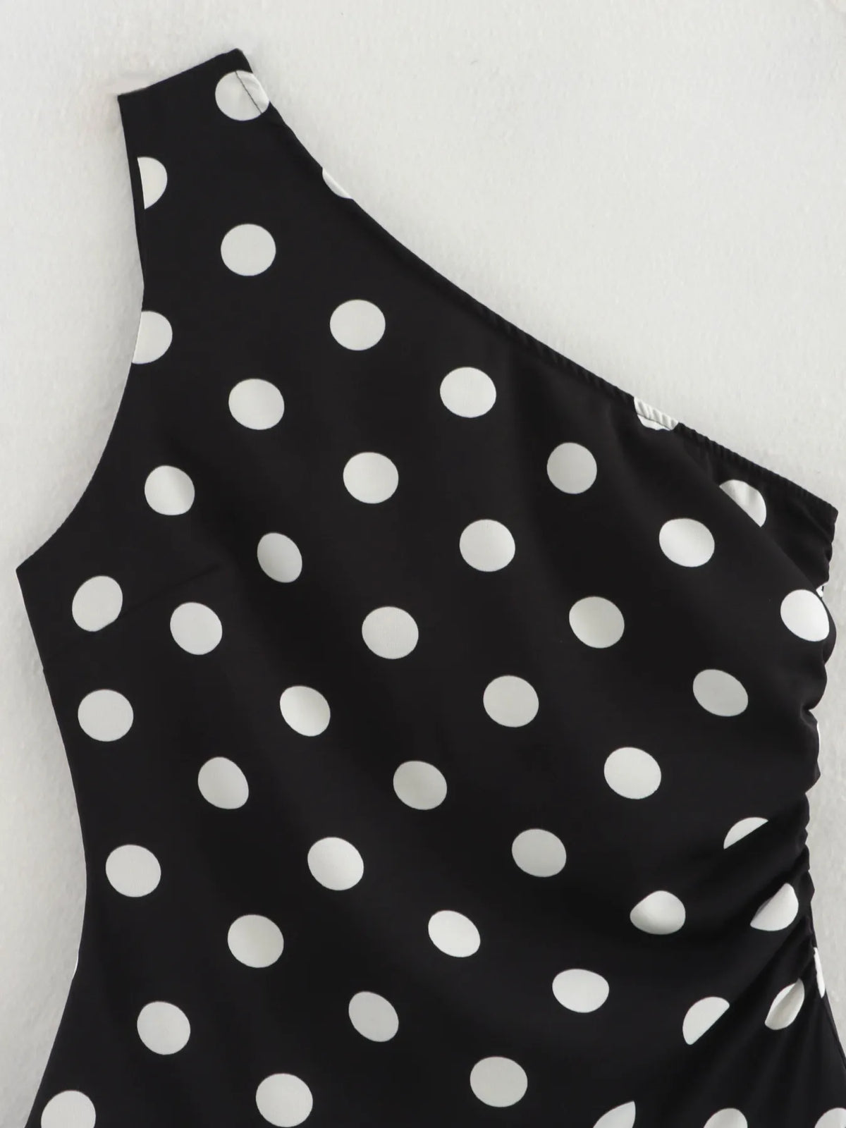 Polka Dot One Shoulder Drop Waist Bubble Hem Mini Dress 5