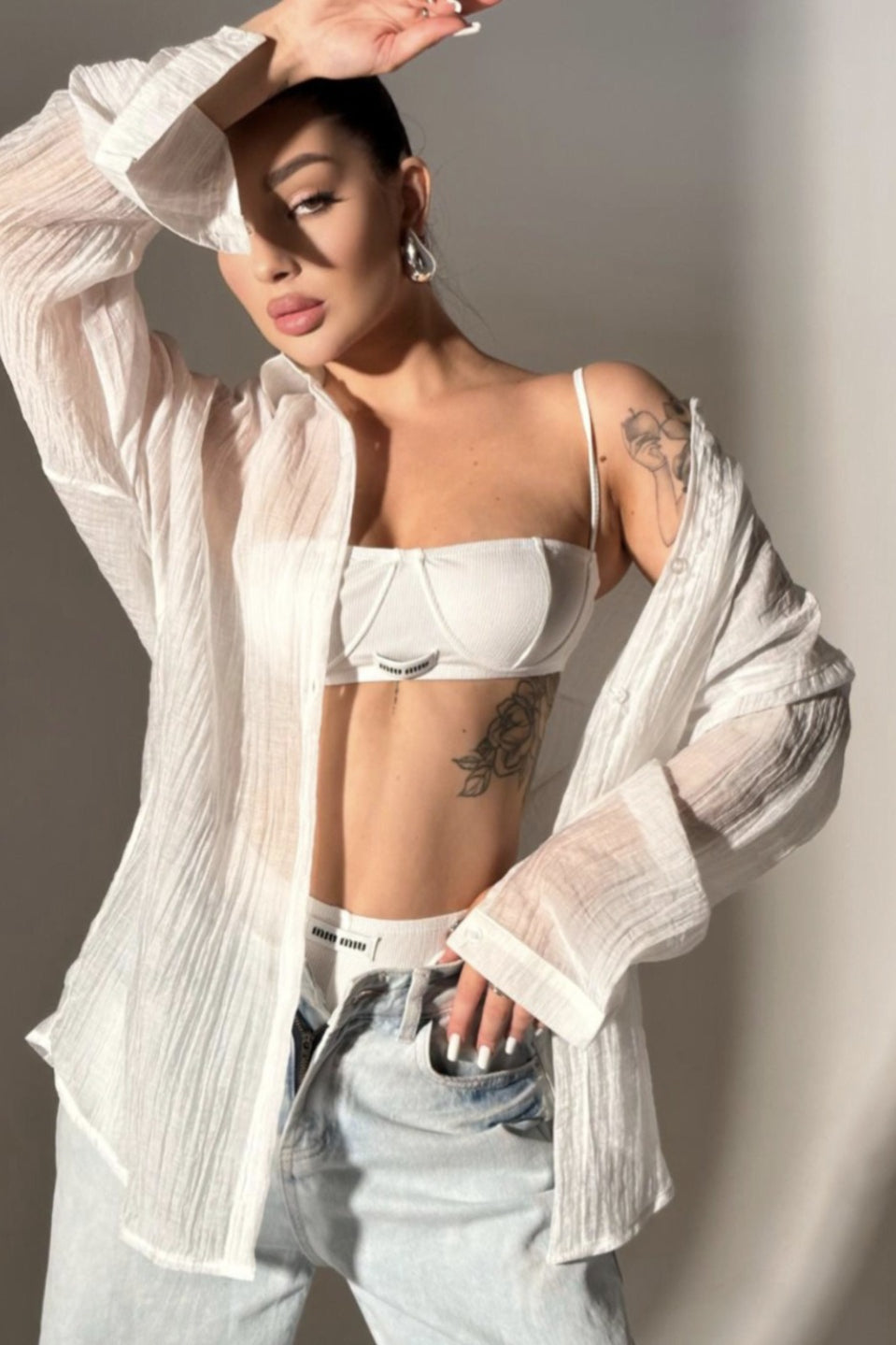 Solid ButtonDown Collar Lightweight Casual Chic Blouse