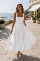 Minimalist Square Neck Slim A Line Slip Dress