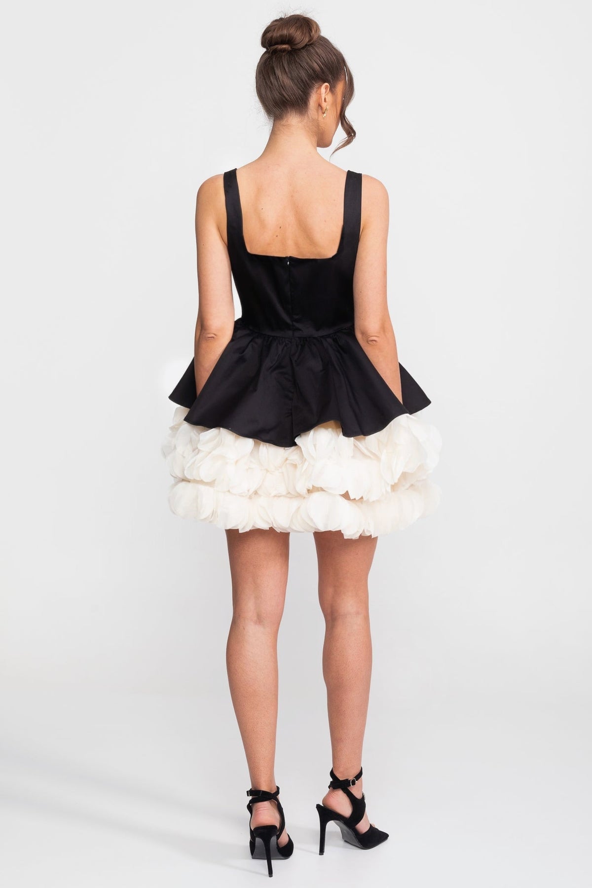 Square Neck Sleeveless Peplum Tiered Ruffle Skirt Mini Dress 5