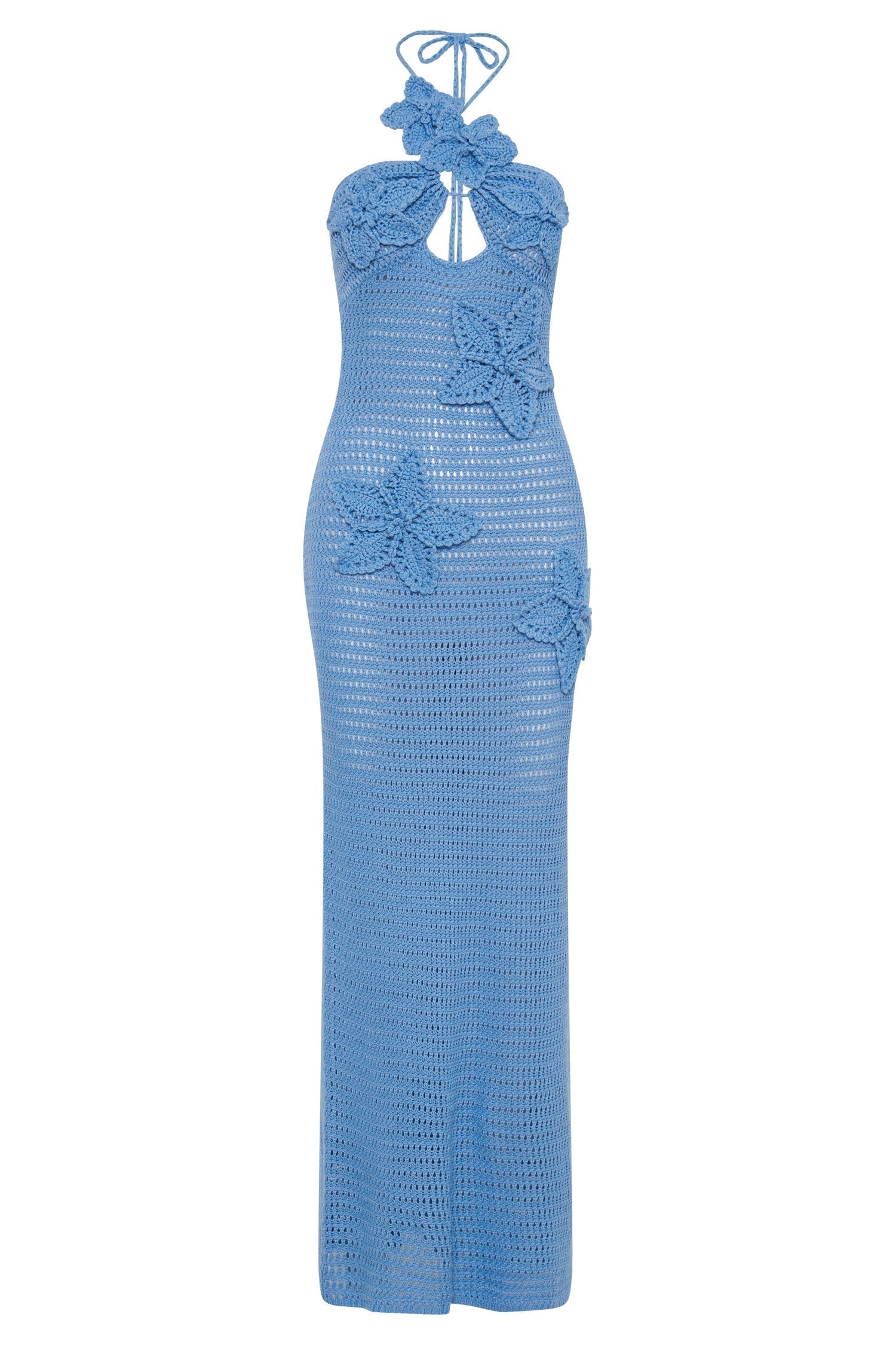 Yasmina Chic Crocheted Maxi Dress with Floral Appliqué Boutique Collection