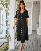 A-Line Dress - Solid Color L / Green