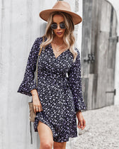 Printed Long-Sleeved Dress For Women L / Yellow Print Dress