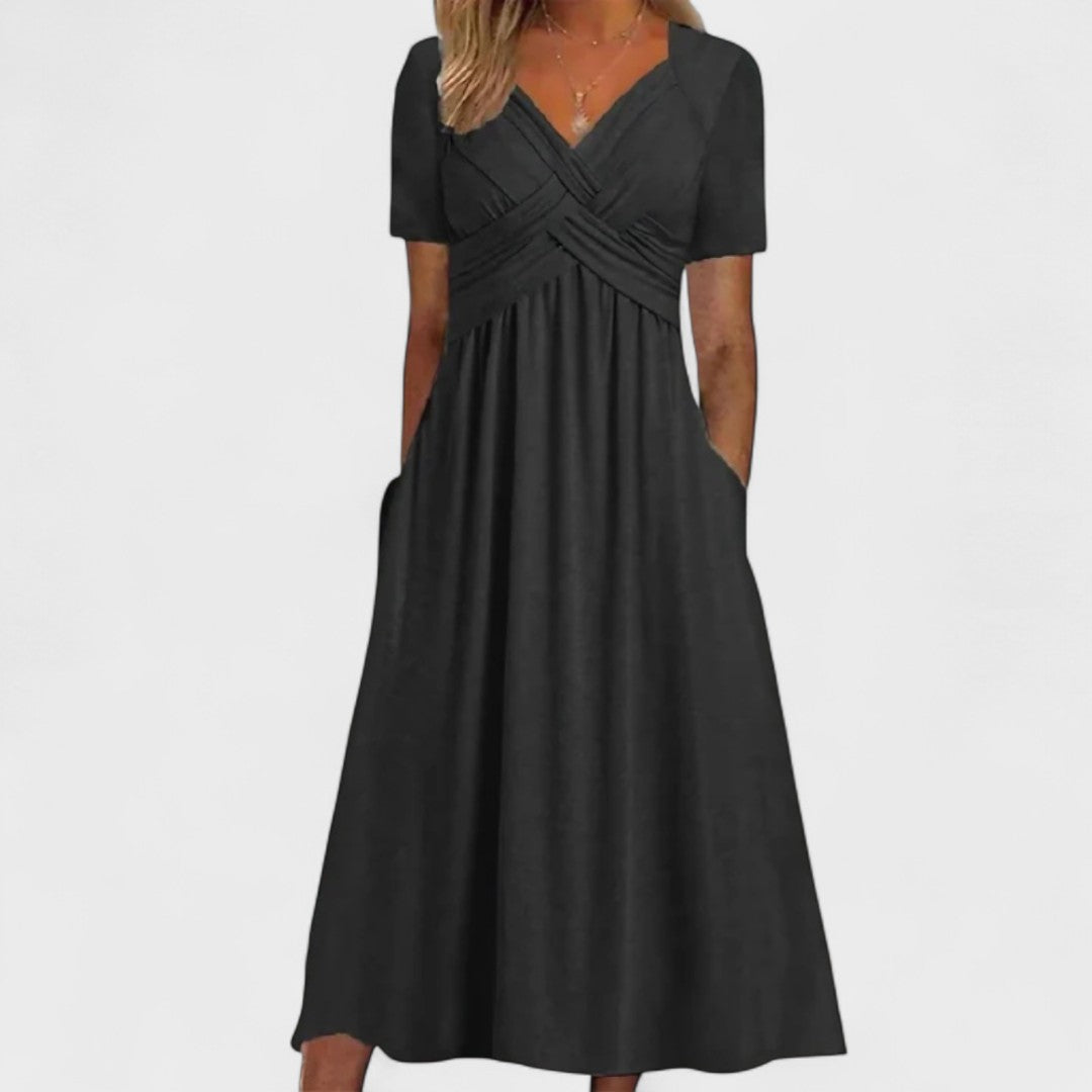 Riley - Dress With V Neck For Women Black
