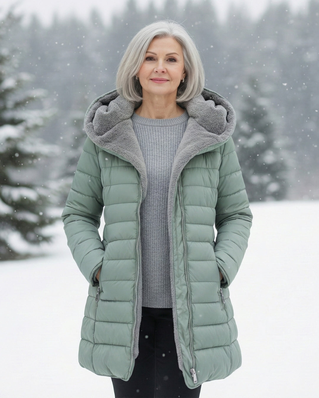 Hooded Faux Fur Lined Quilted Longline Puffer Coat