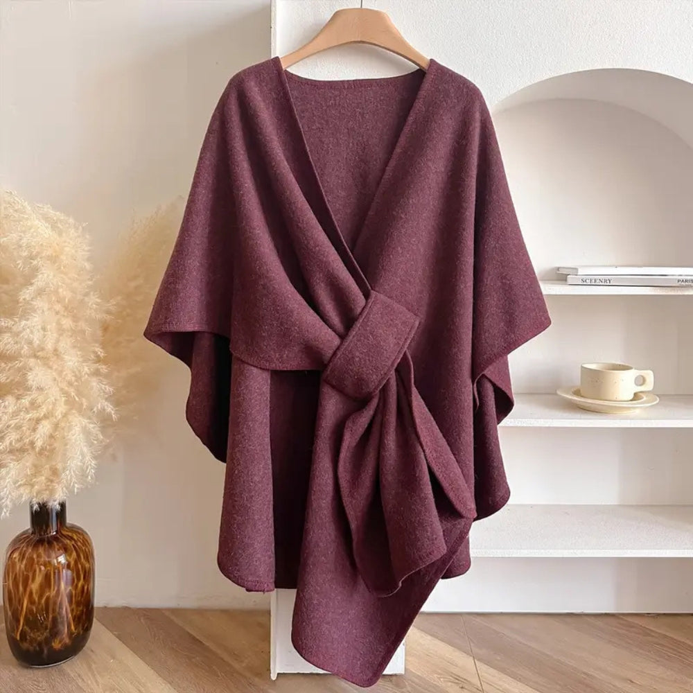 Open Front Draped Wrap Poncho Cape
