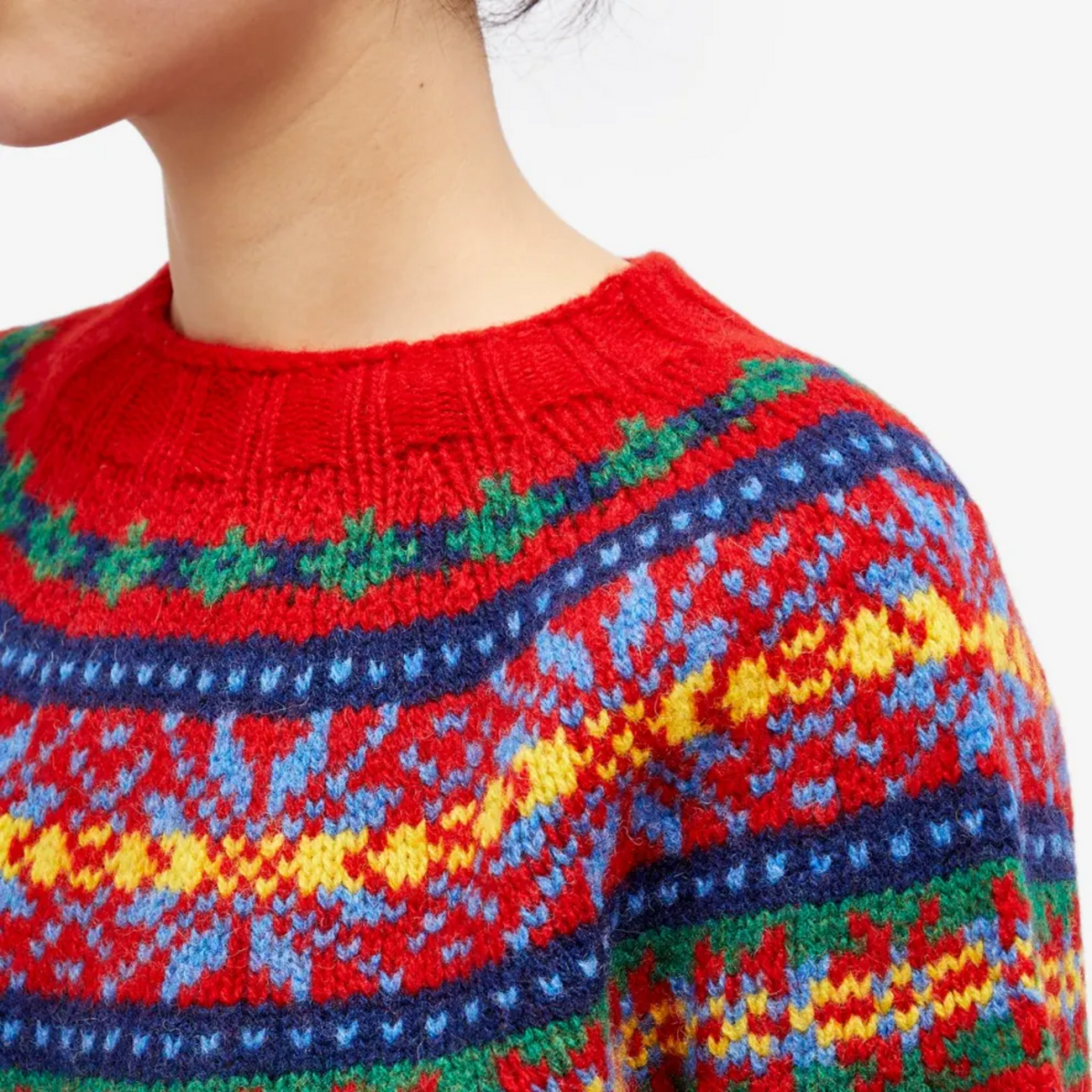 Fair Isle Crew Neck Knit Sweater