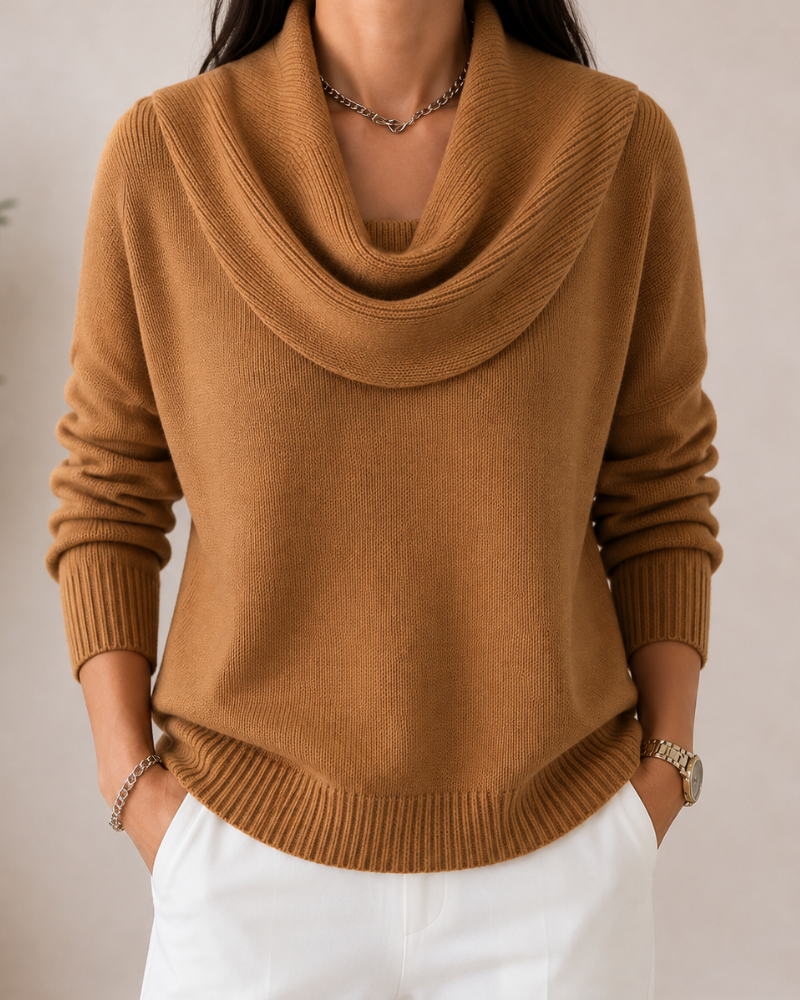 Cowl Neck Long Sleeve Knit Sweater