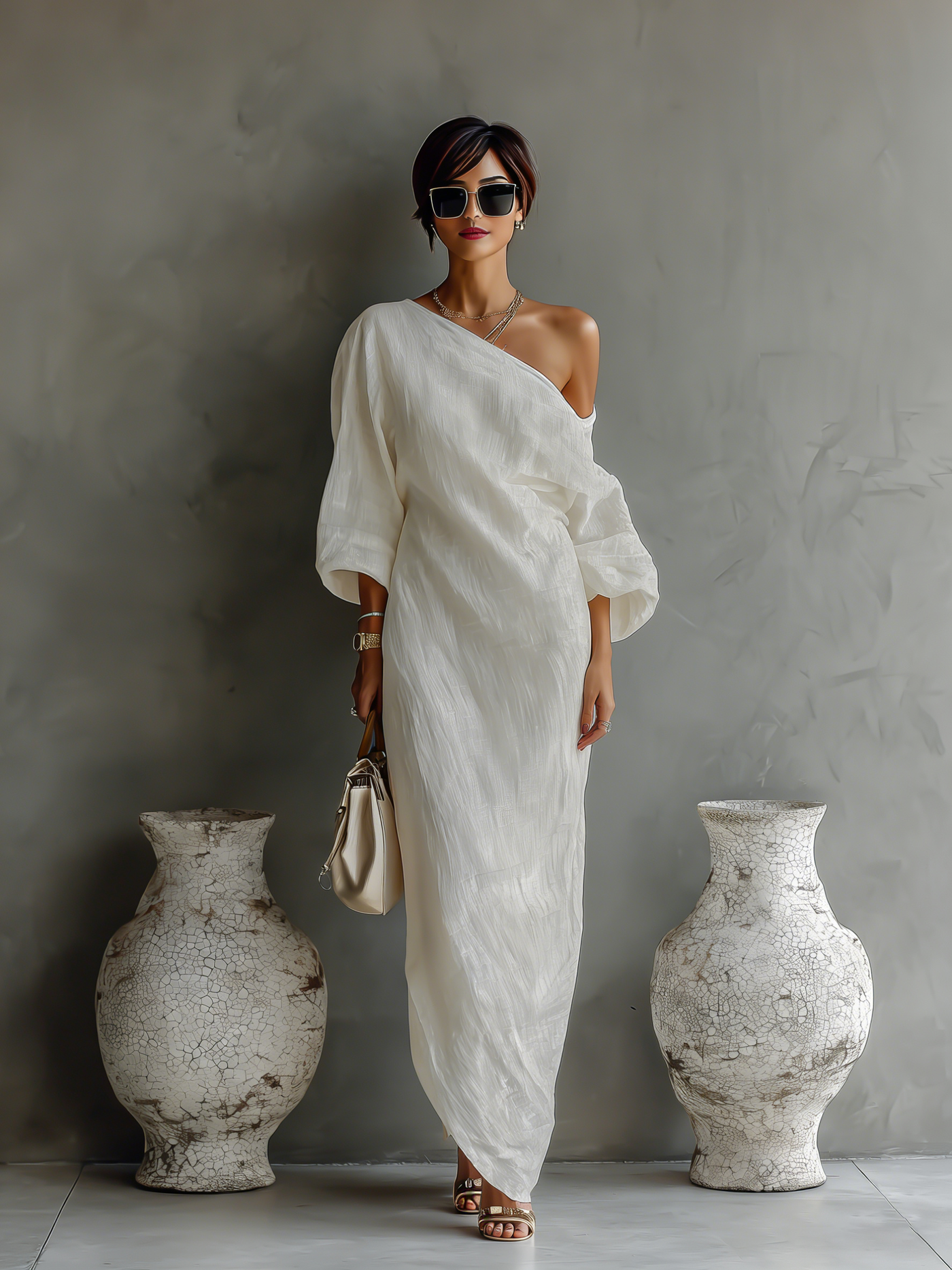 One Shoulder Long Sleeve Maxi Dress Summer 7