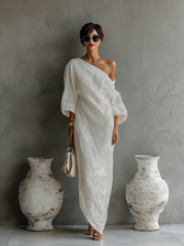 One Shoulder Long Sleeve Maxi Dress Summer 7