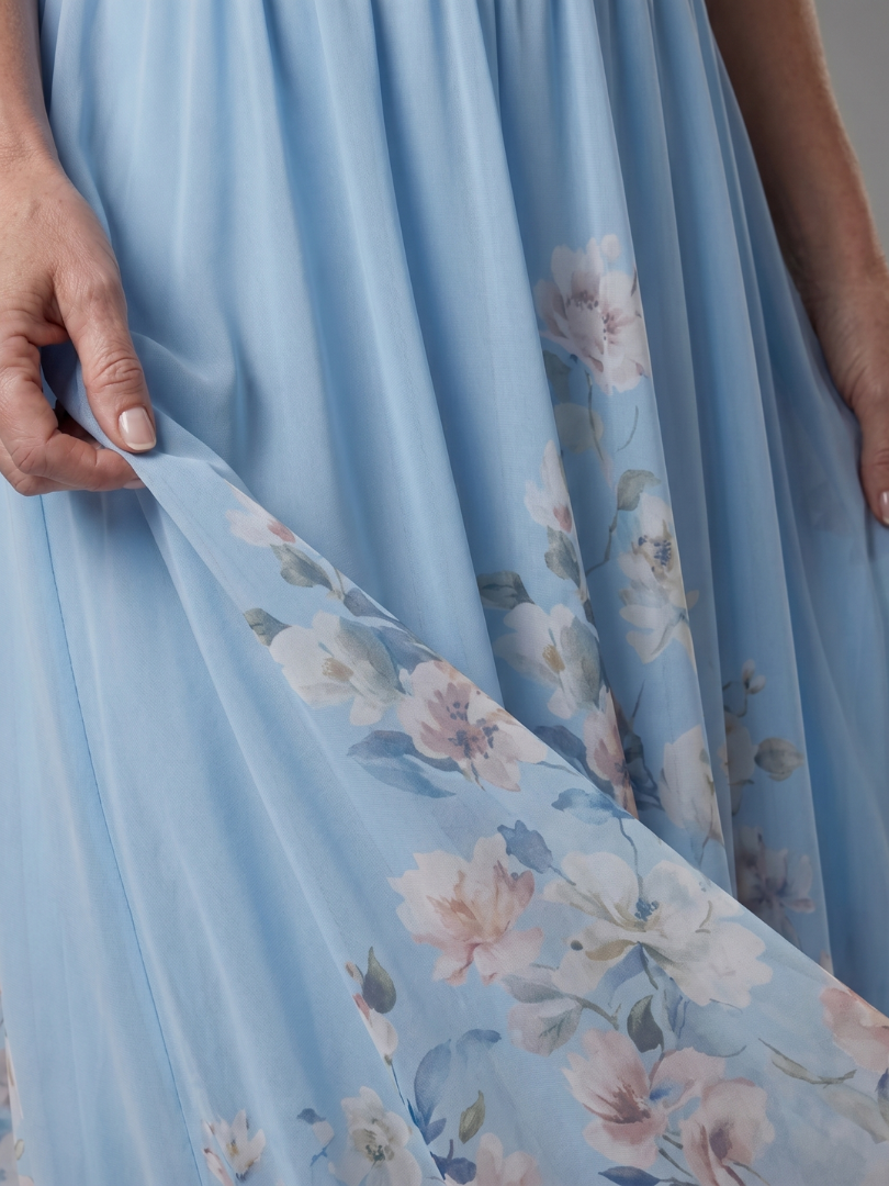V-Neck Sleeveless Floral Hem Chiffon Maxi Dress 7