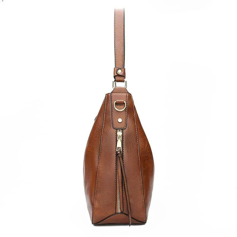 Zip Pocket Slouchy Hobo Shoulder Bag