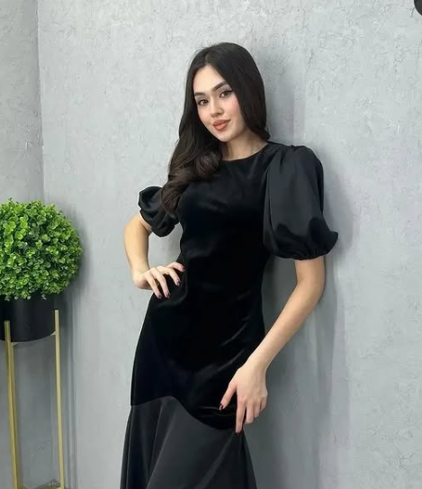 Elegant Black Modest Prom Dress cc845