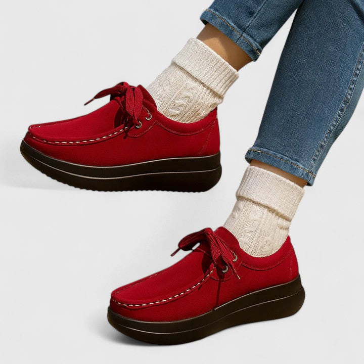 Lace Up Suede Look Platform Moccasin Sneakers