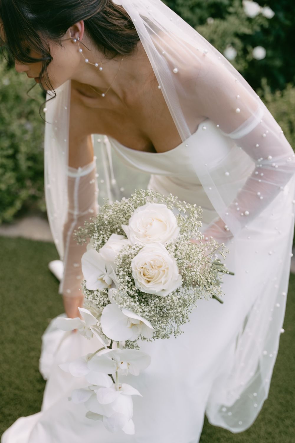 Stunning Mermaid Strapless White Satin Long Wedding Dress with Sweep Train