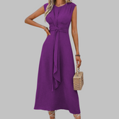 Cap Sleeve Knot Front A-Line Midi Dress 9