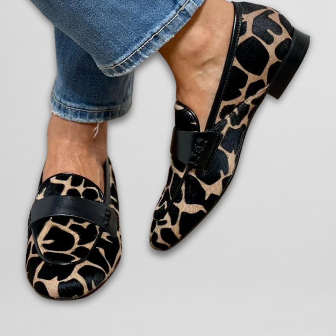 Animal Print Calf Hair Slip On Loafers