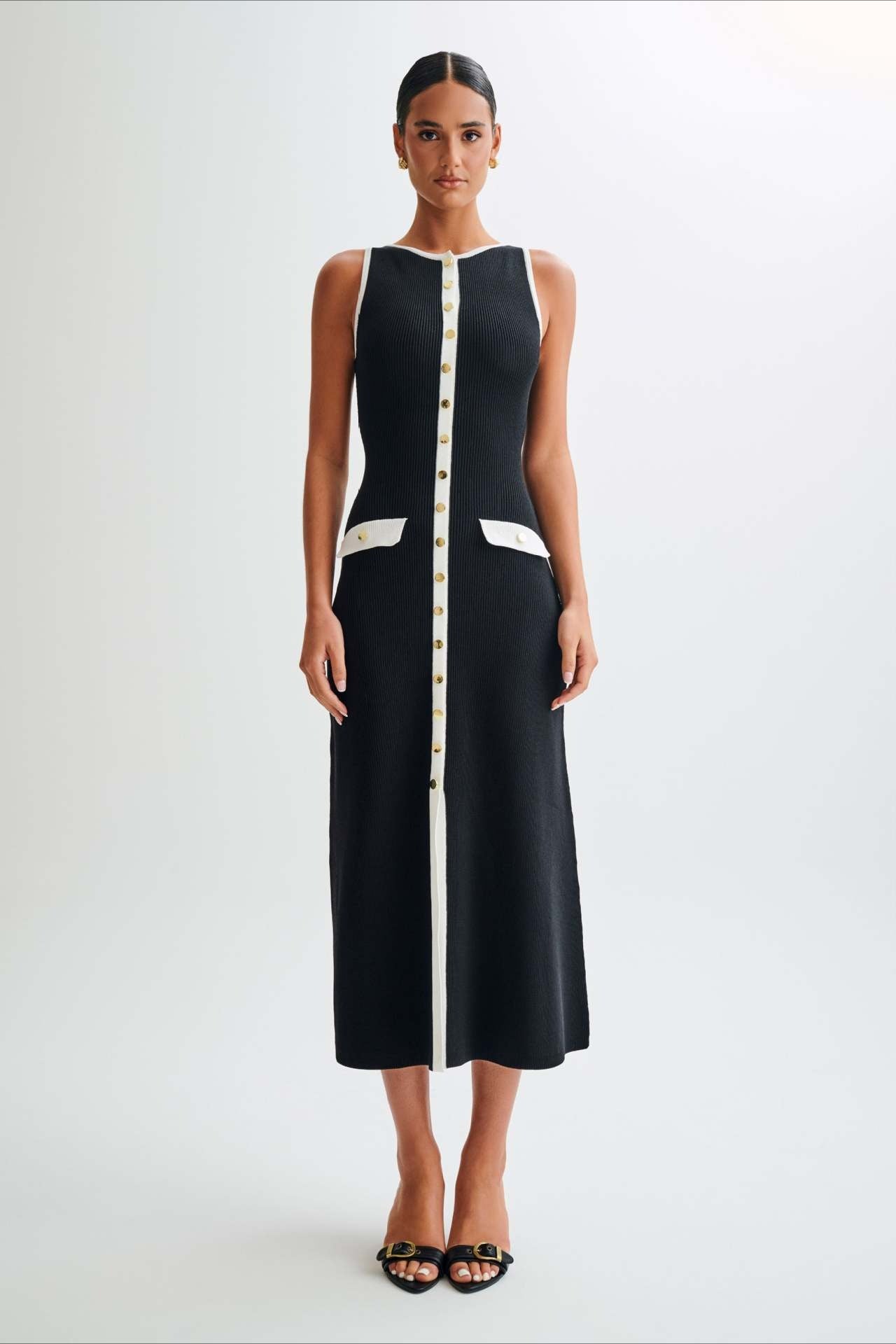 Knit Sleeveless Bodycon Sweater Dress S / Black
