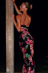 Deep V-Neck Floral Maxi Dress