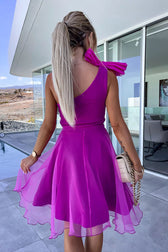 Lifetime Celebrations Tulle One Shoulder Bow Design Mini Dress - View 6