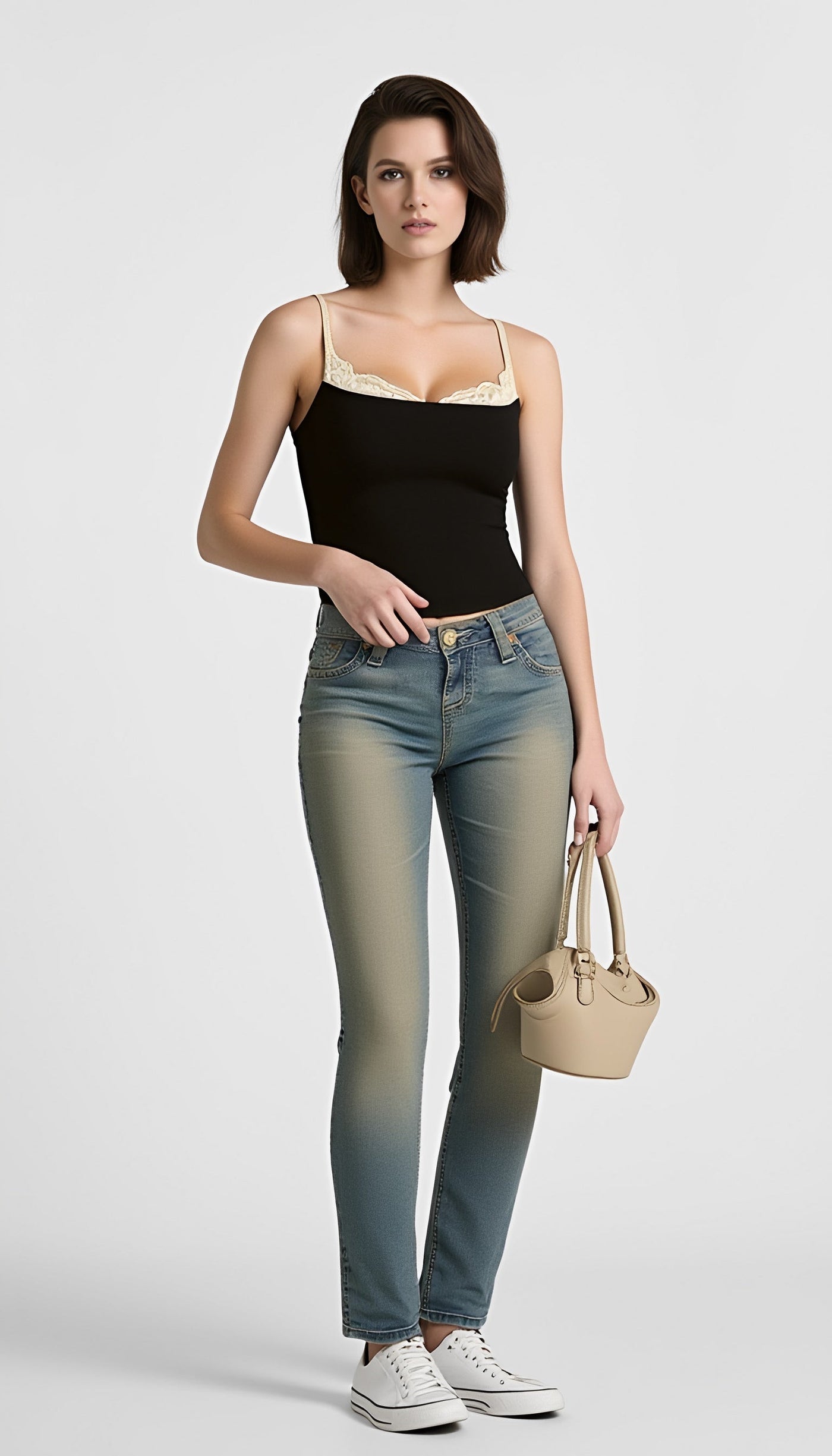 Slim Fit Lace Panel Cami Top