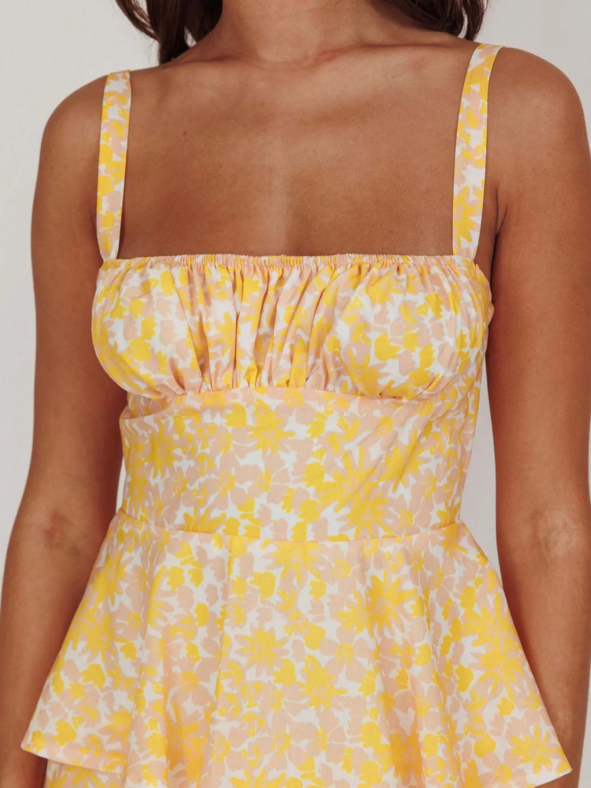 Floral Print Square Neck Cami Tiered Ruffle Maxi Dress 7