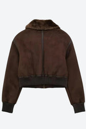 Faux Fur Collar Zip-Up Jacket