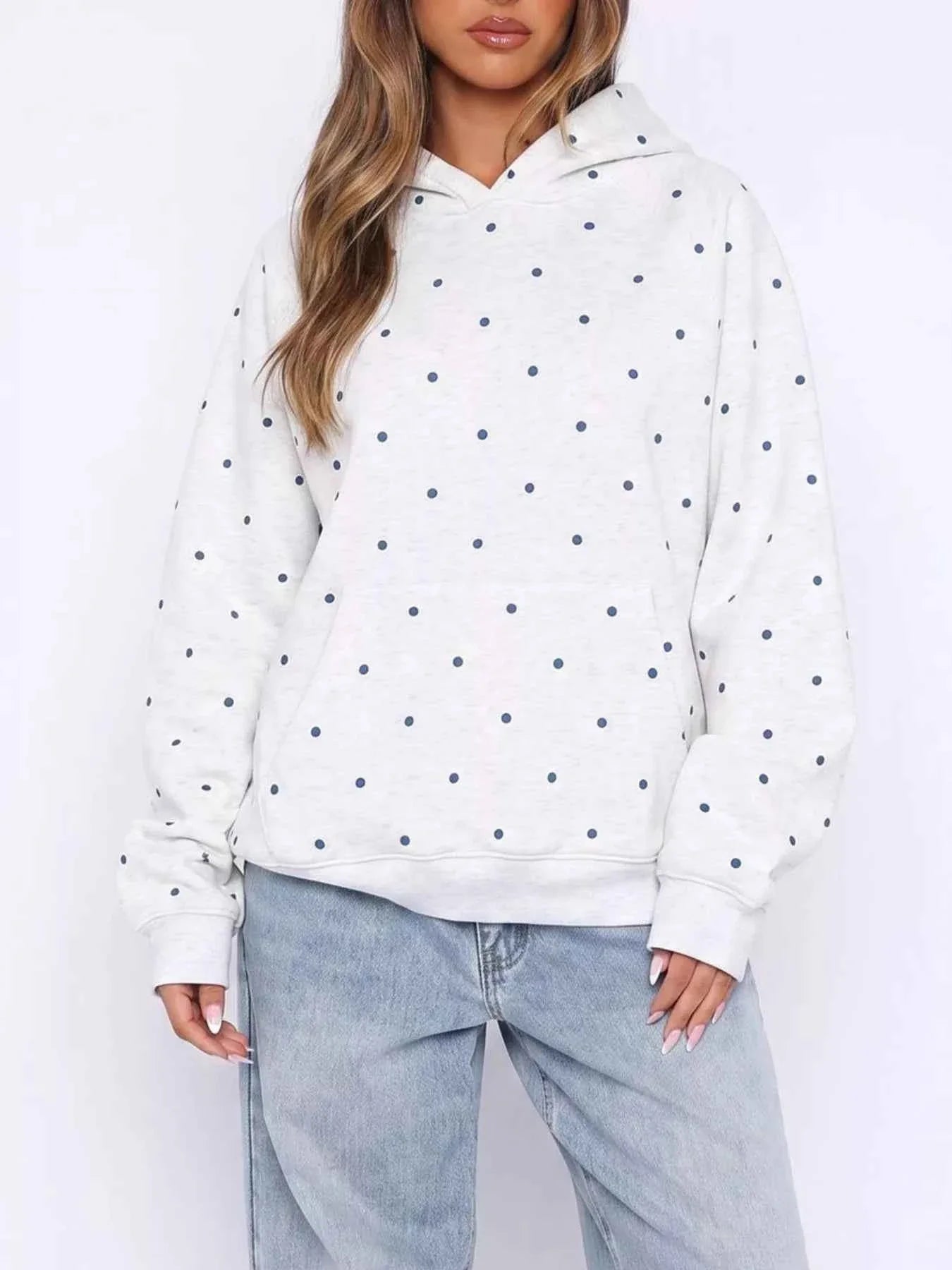 Polka Dot Raglan Sleeve Hoodie
