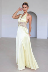 Halter-Neck Satin Dress