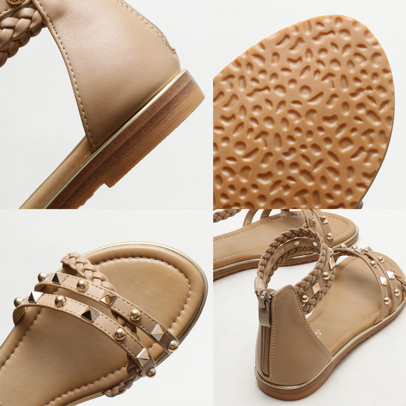 Rubber Flats Weave Rivet Casual Sandals